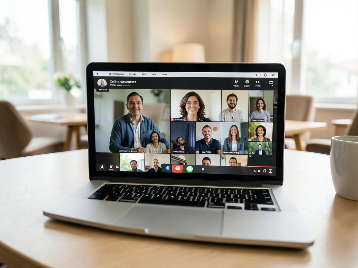 Laptop showing a live online masterclass